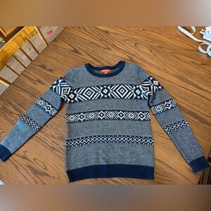 Womens Navy Blue Patterned Sweater